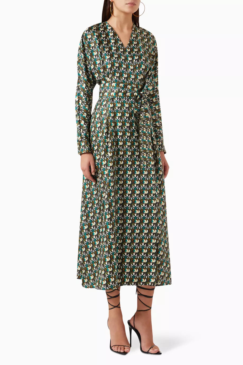 Corone Printed Wrap Dress in Silk