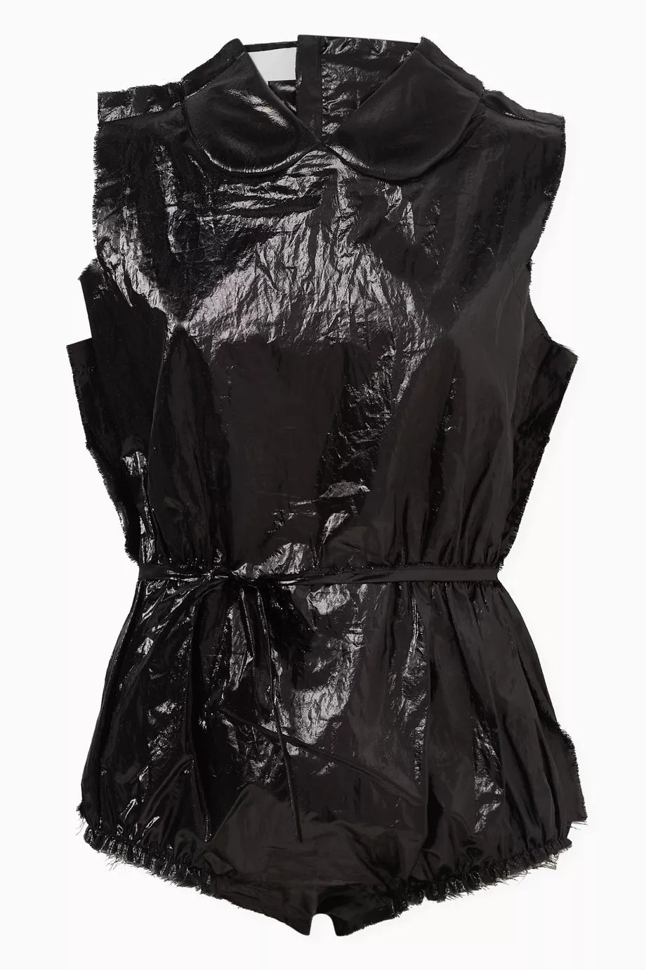 Collar Overall Top in Vinyl Fabric