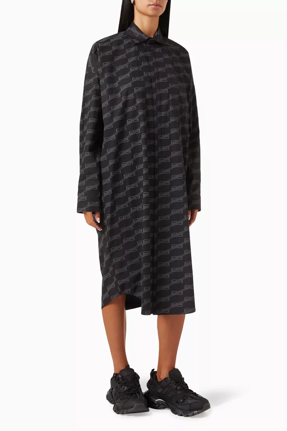 Cocoon Dress in BB Monogram Cotton Poplin