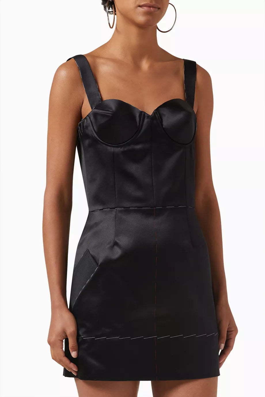 Contrast-stitch Mini Dress in Silk-blend