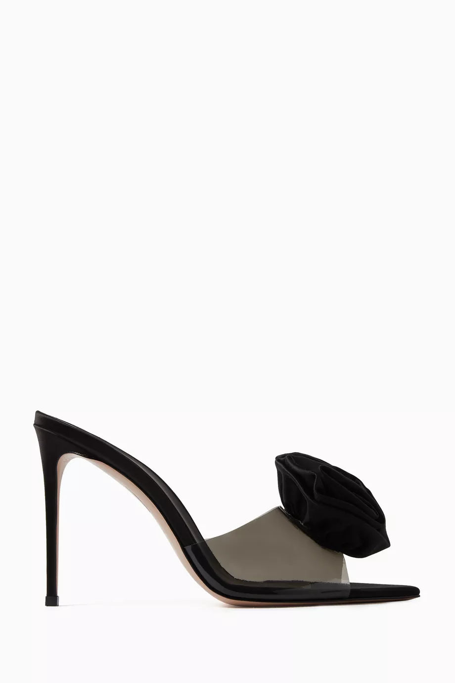 Rose Stiletto 110 Mules in Plexi and Satin