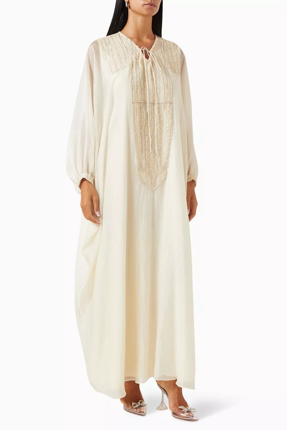 Bead-embellished Kaftan in Organza