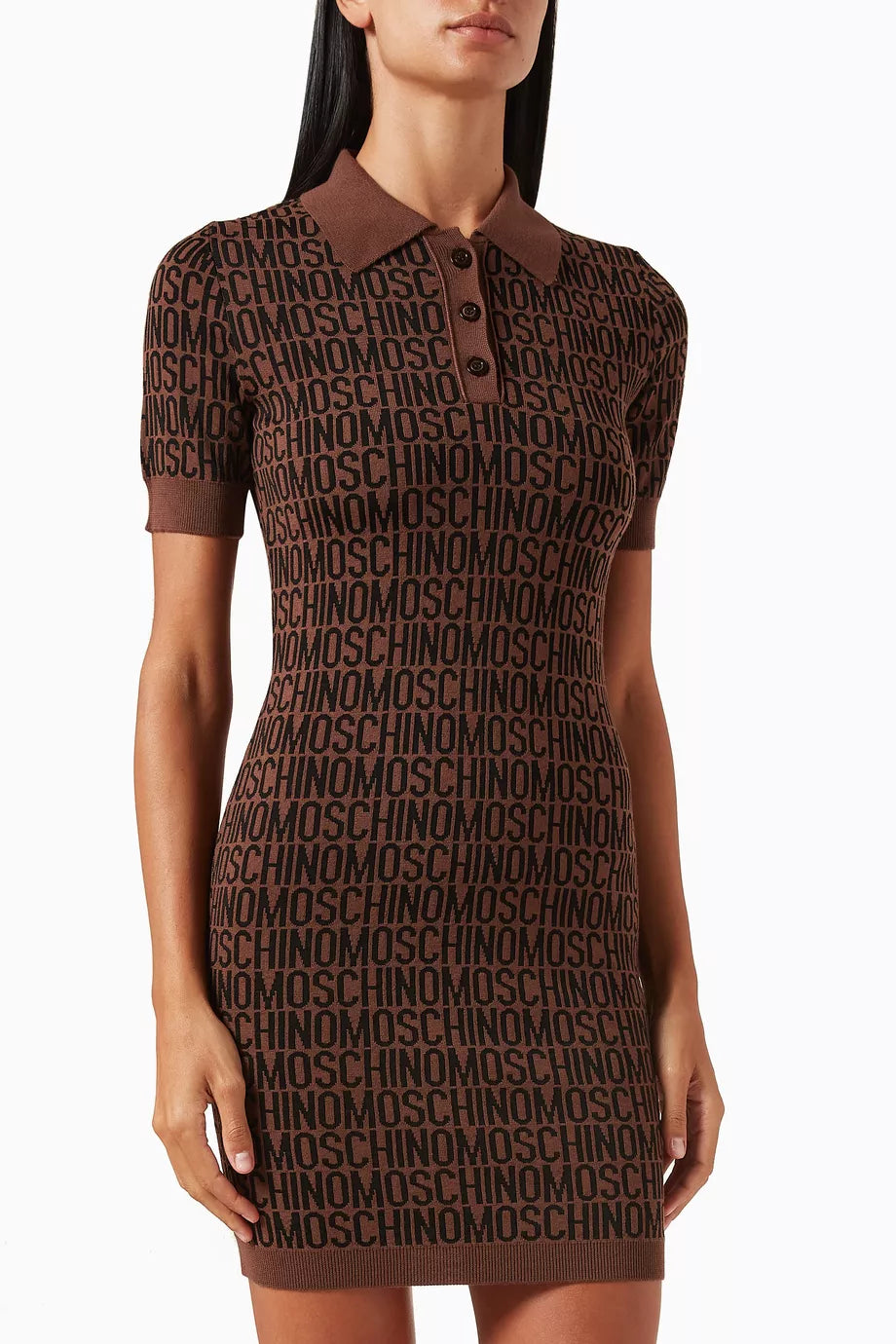 All-over Logo Mini Dress in Wool-knit