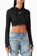 Crop Zip-up Hoodie in Interlock