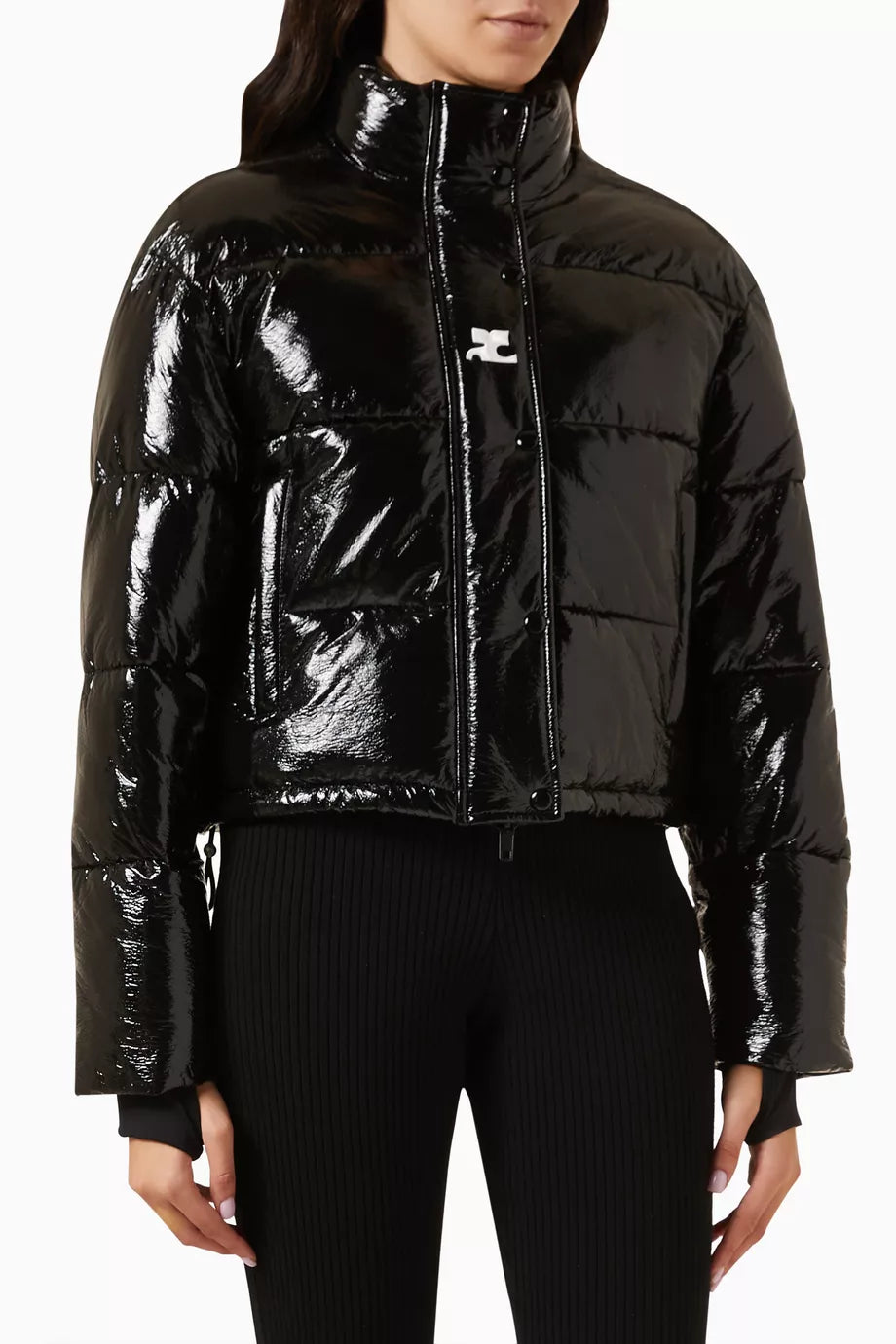 High Neck PufferJacket in Vinyl