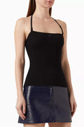 Halterneck Tank Top in Rib-knit