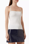 Halterneck Tank Top in Rib-knit