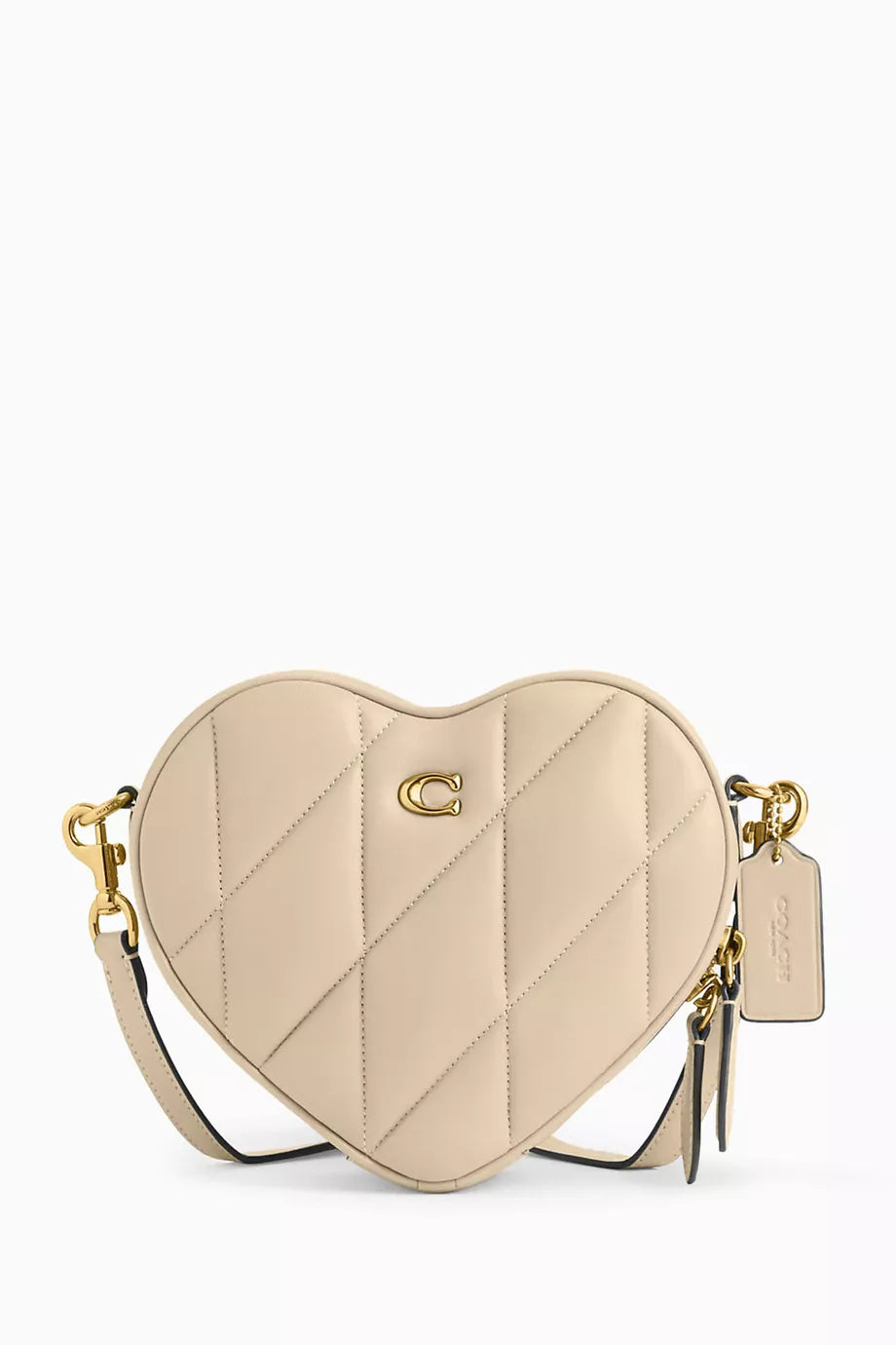 Heart Quilted Crossbody Bag in Leather