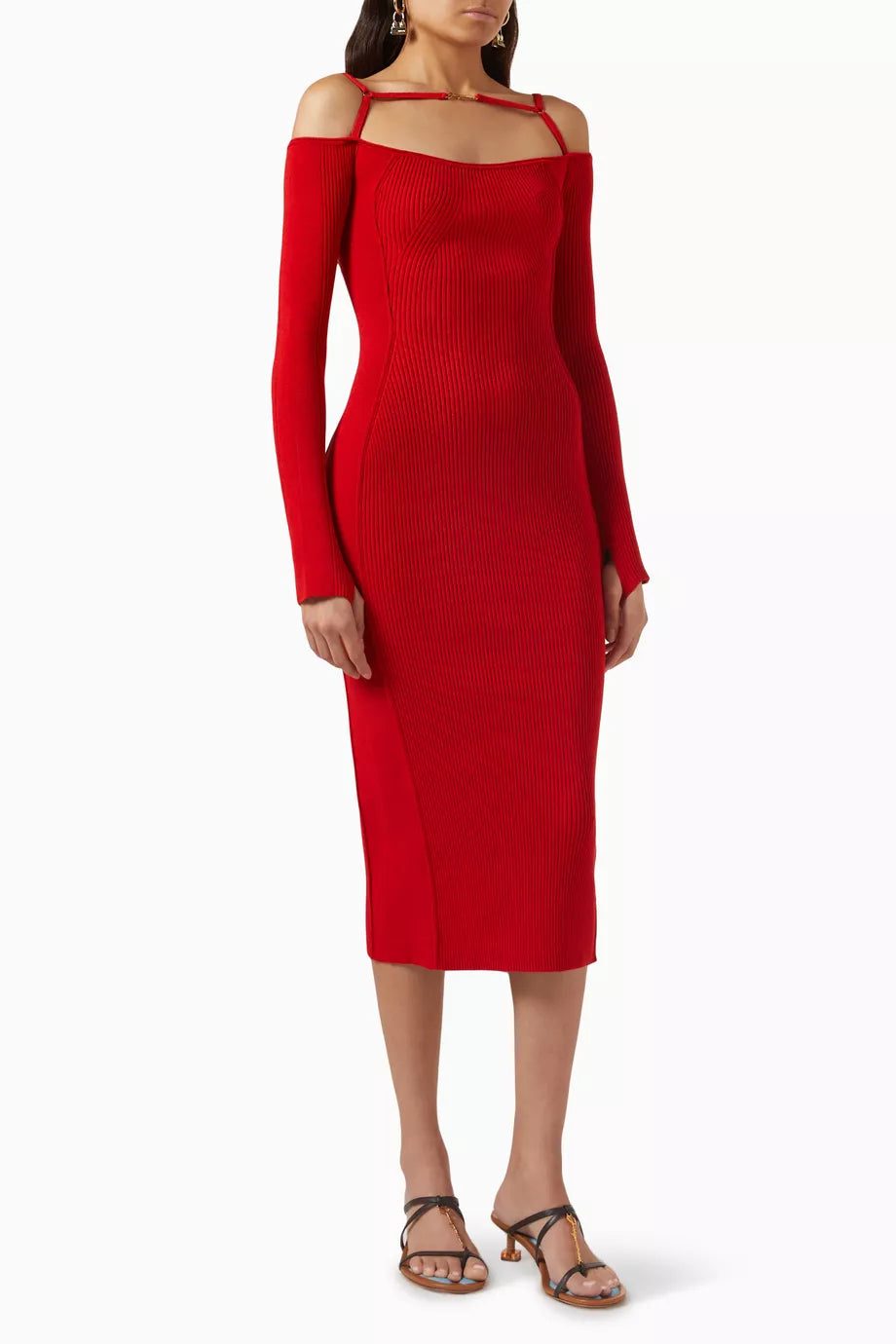 La Robe Sierra Cut-out Midi Dress in Viscose-blend