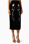 Inverted Tulip Midi Skirt in Velvet