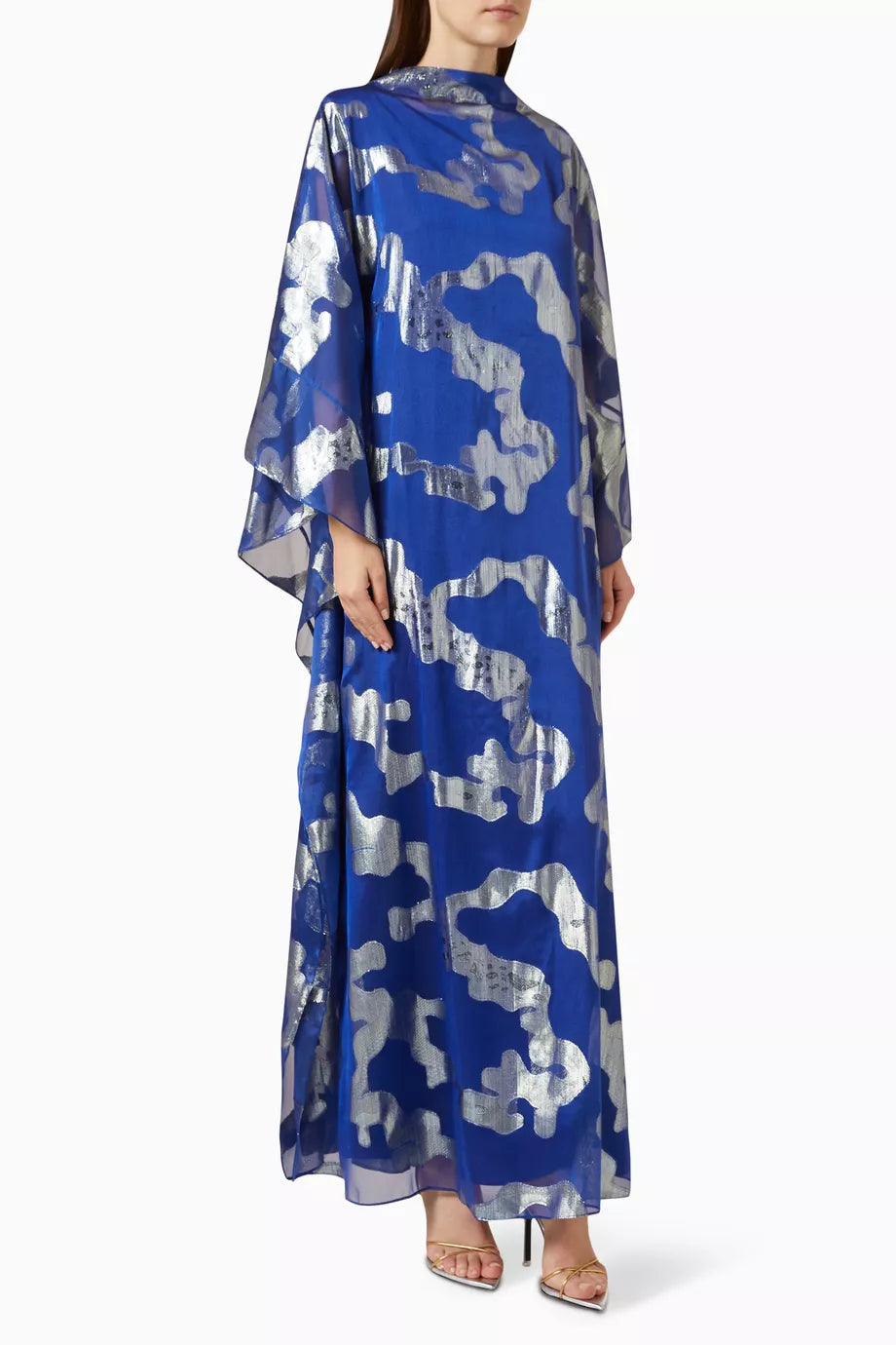 Mesh Printed Kaftan in Chiffon