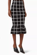 Checked Flounce Midi Skirt