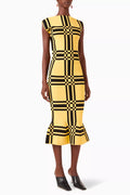 Flounce Printed Midi Dress in Viscose-knit