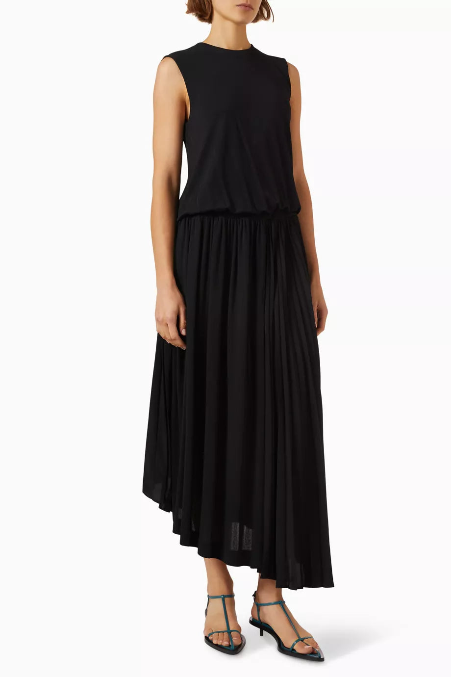 Asymmetrical Dress in Viscose Crepe