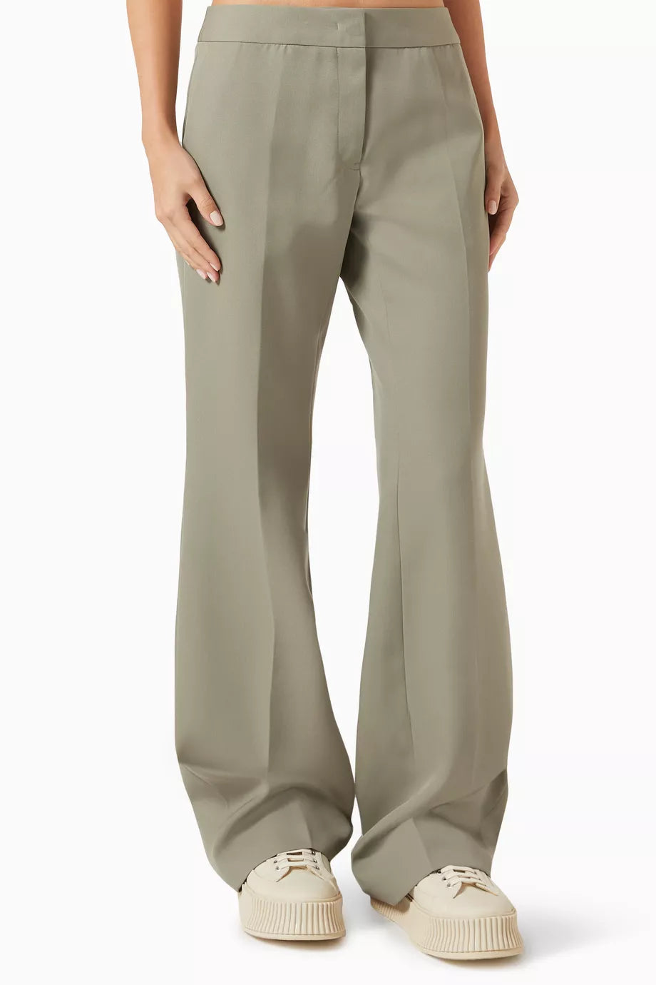 Flared Pants in Wool-gabardine
