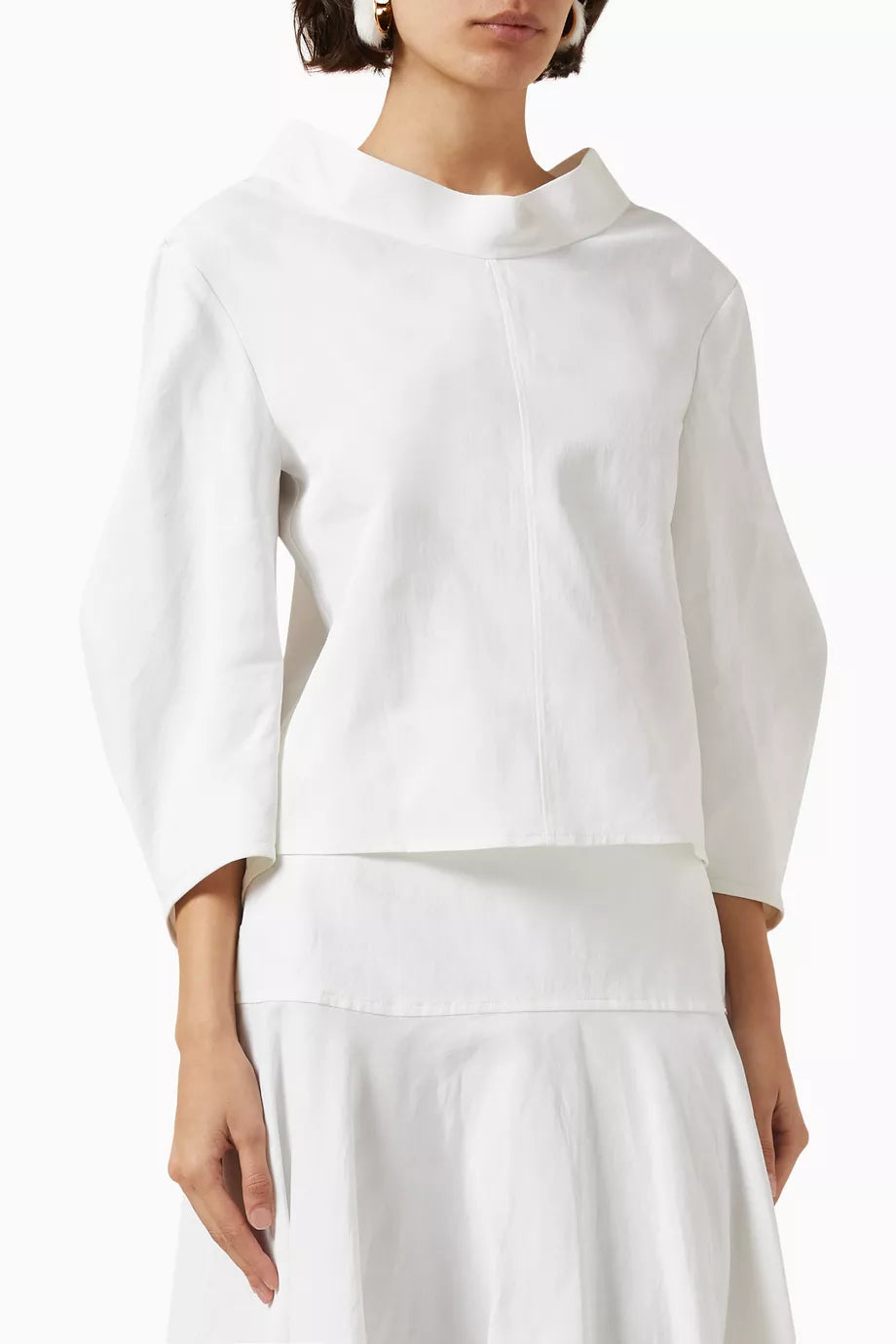 Boat-neck Top in Coated-linen