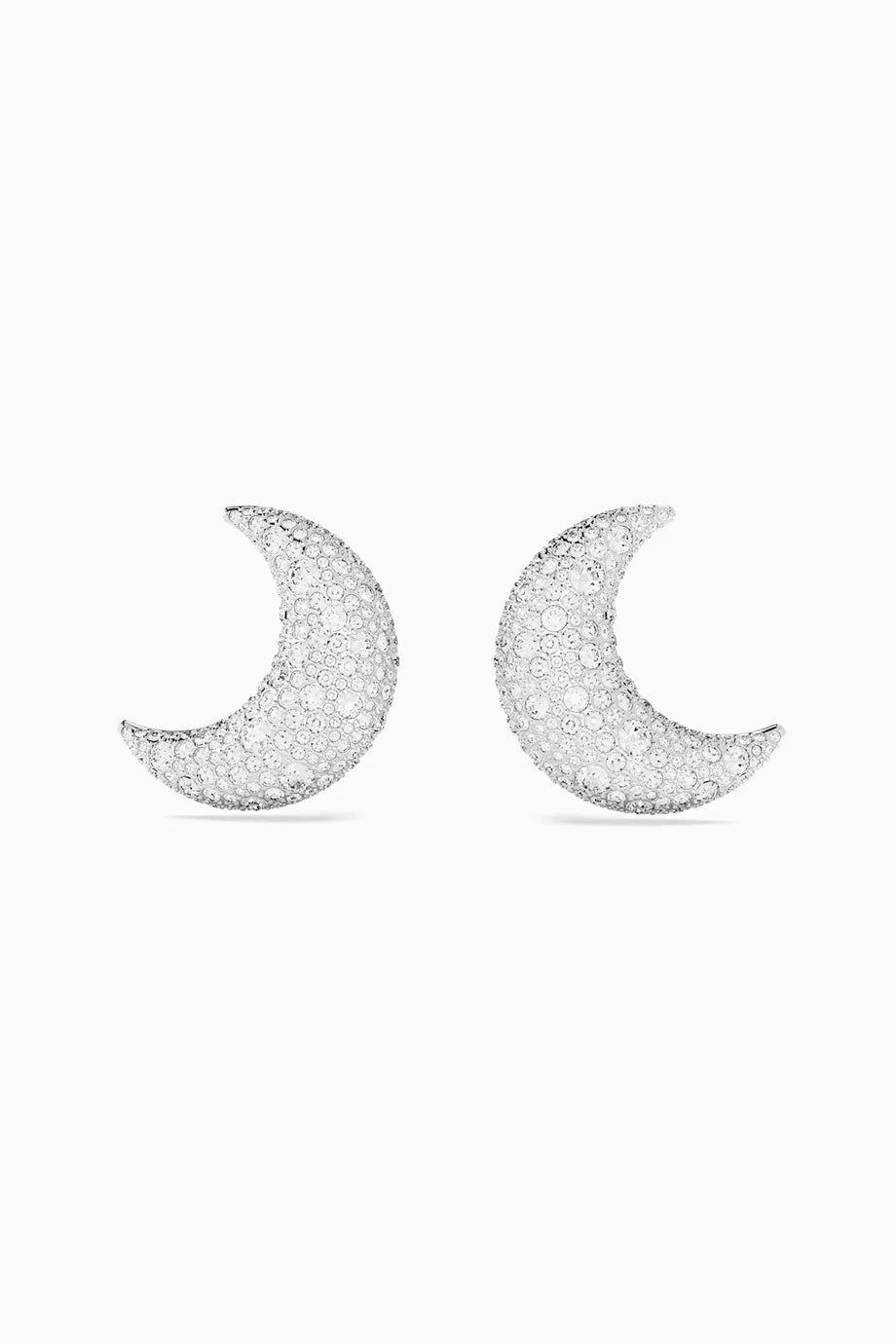 Luna Crystal Clip-on Earrings in Rhodium-plated Metal