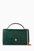 Medium Skull Bag in Croc-embossed Leather