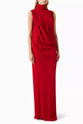 Draped Maxi Dress in Satin-crepe