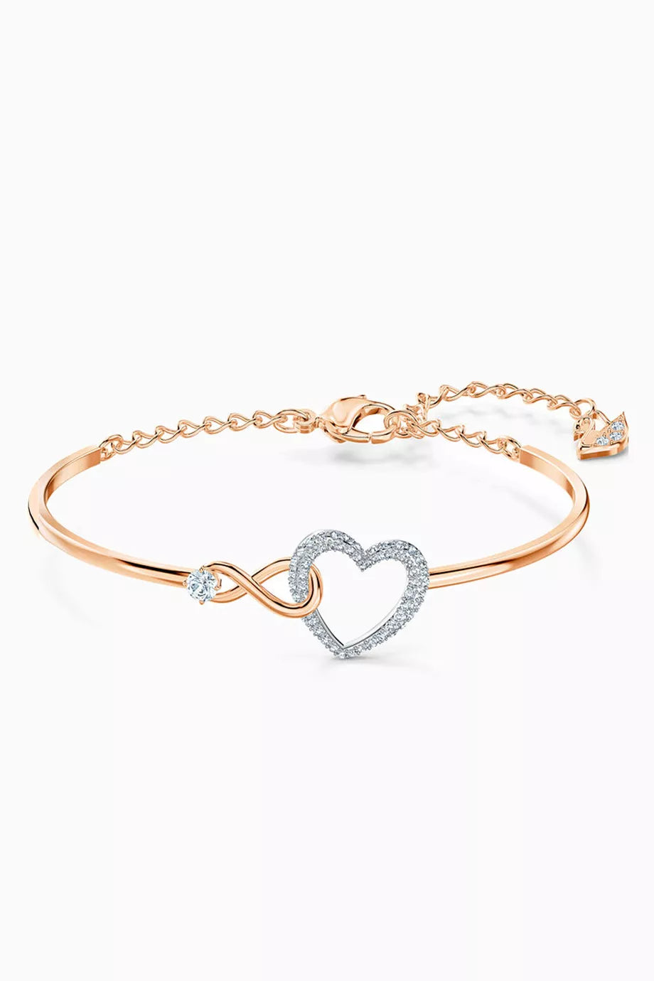 Infinity Heart Bangle Bracelet in n Rose Gold-plated Metal