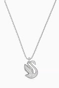Iconic Swan Pendant in Rhodium-plated Metal