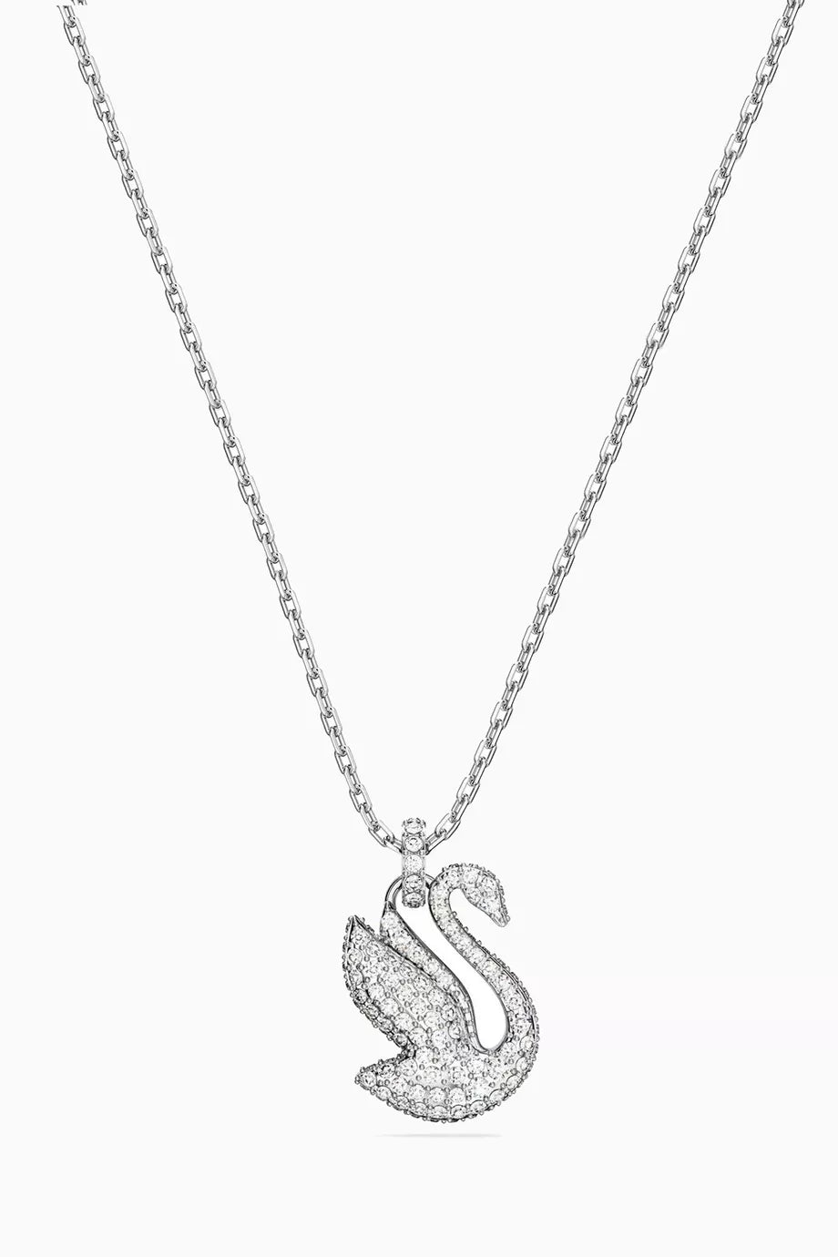 Iconic Swan Pendant in Rhodium-plated Metal