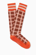 Check Pattern Mid-calf Socks in Ribbed Organic-cotton