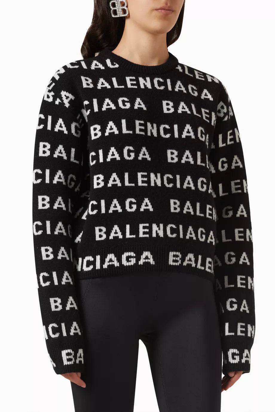 All-over Logo Crop Sweater in Wool-knit