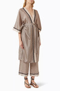 Geometric Print Robe in Silk