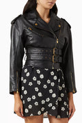 Aurora Belted Biker Jacket in Leather