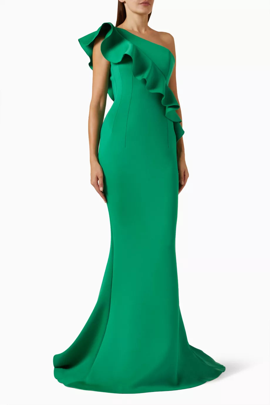 Ruffle One-shoulder Gown