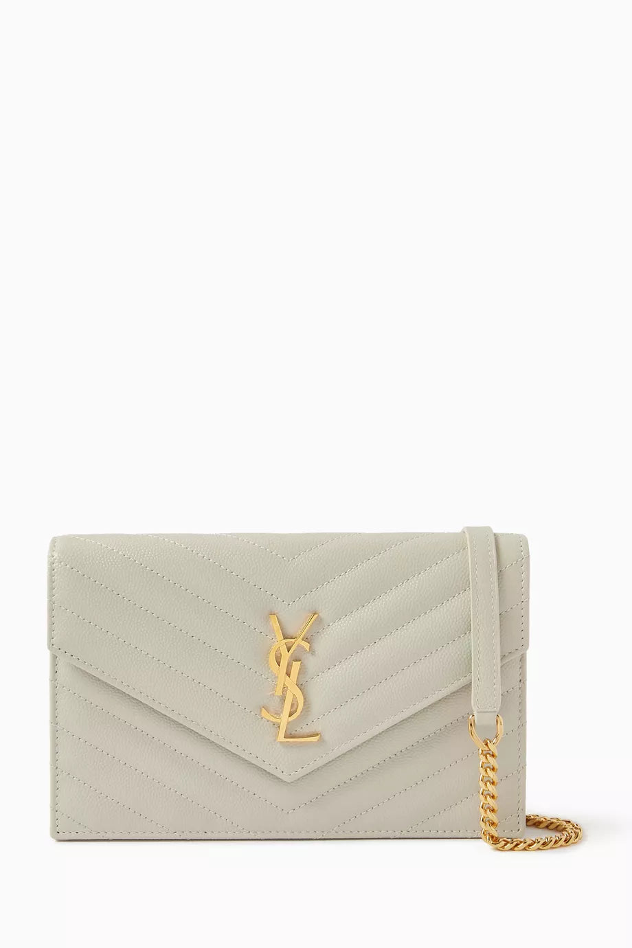 Cassandre Matelassé Envelope Chain Wallet in Embossed Leather