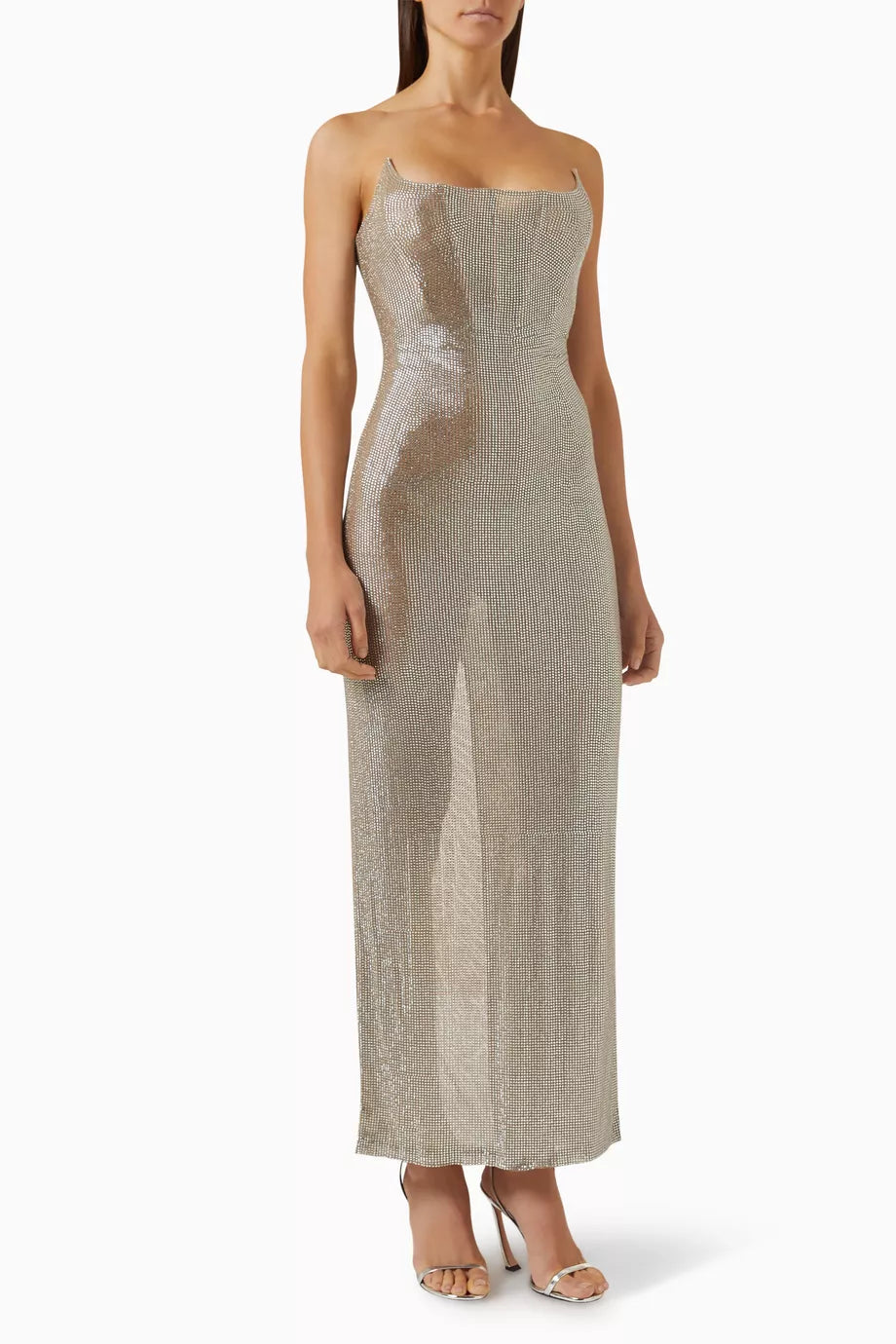 Crystal-embellished Bustier Midi Dress