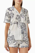 Jag-print Short Pyjama Set in Cotton