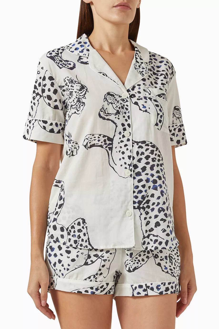 Jag-print Short Pyjama Set in Cotton