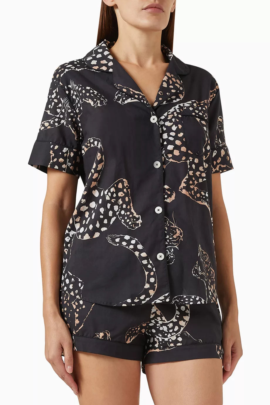 Jag-print Short Pyjama Set in Cotton