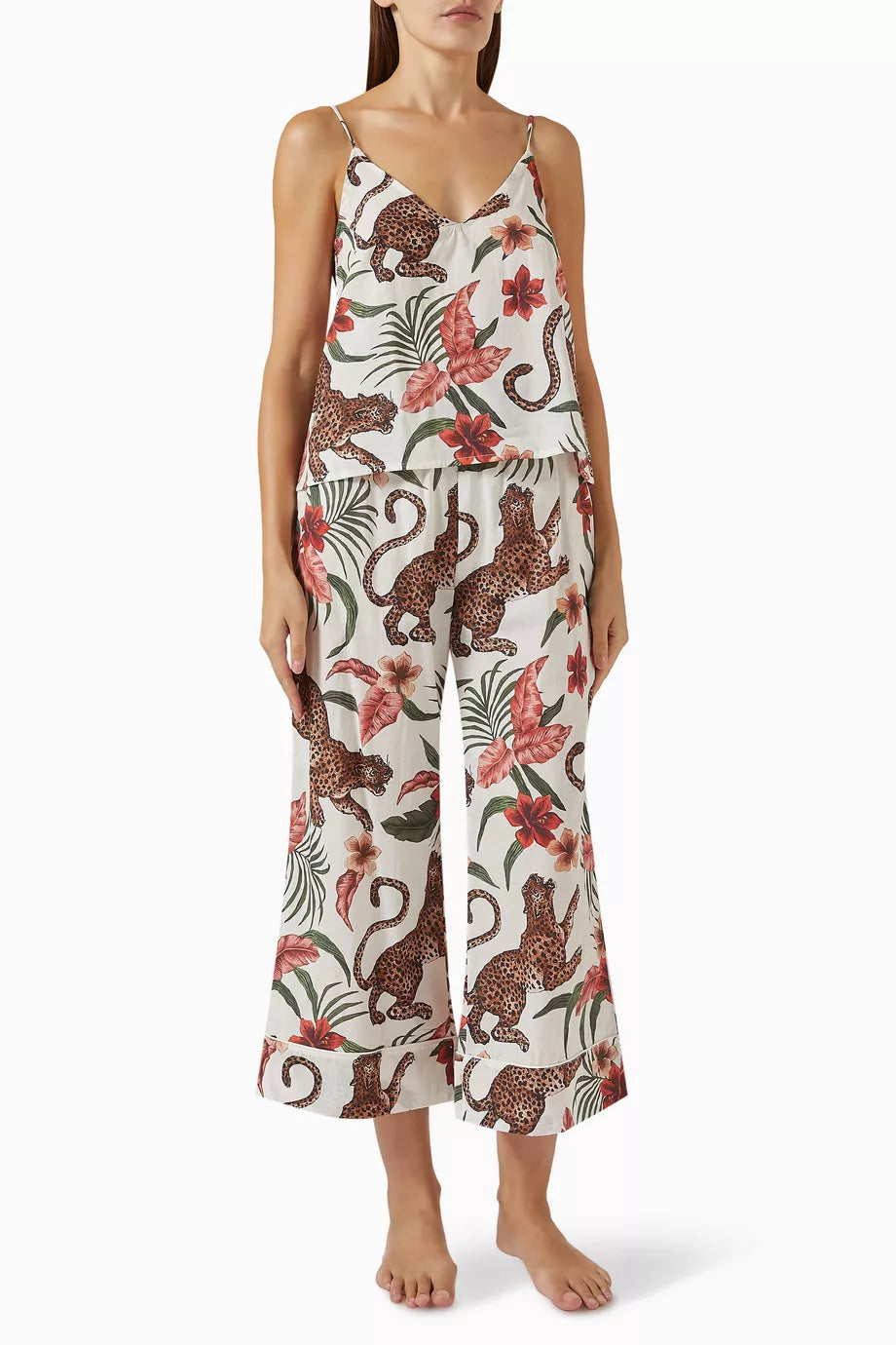 Leopard-print Soleia Cami & Wide-leg Set in Cotton