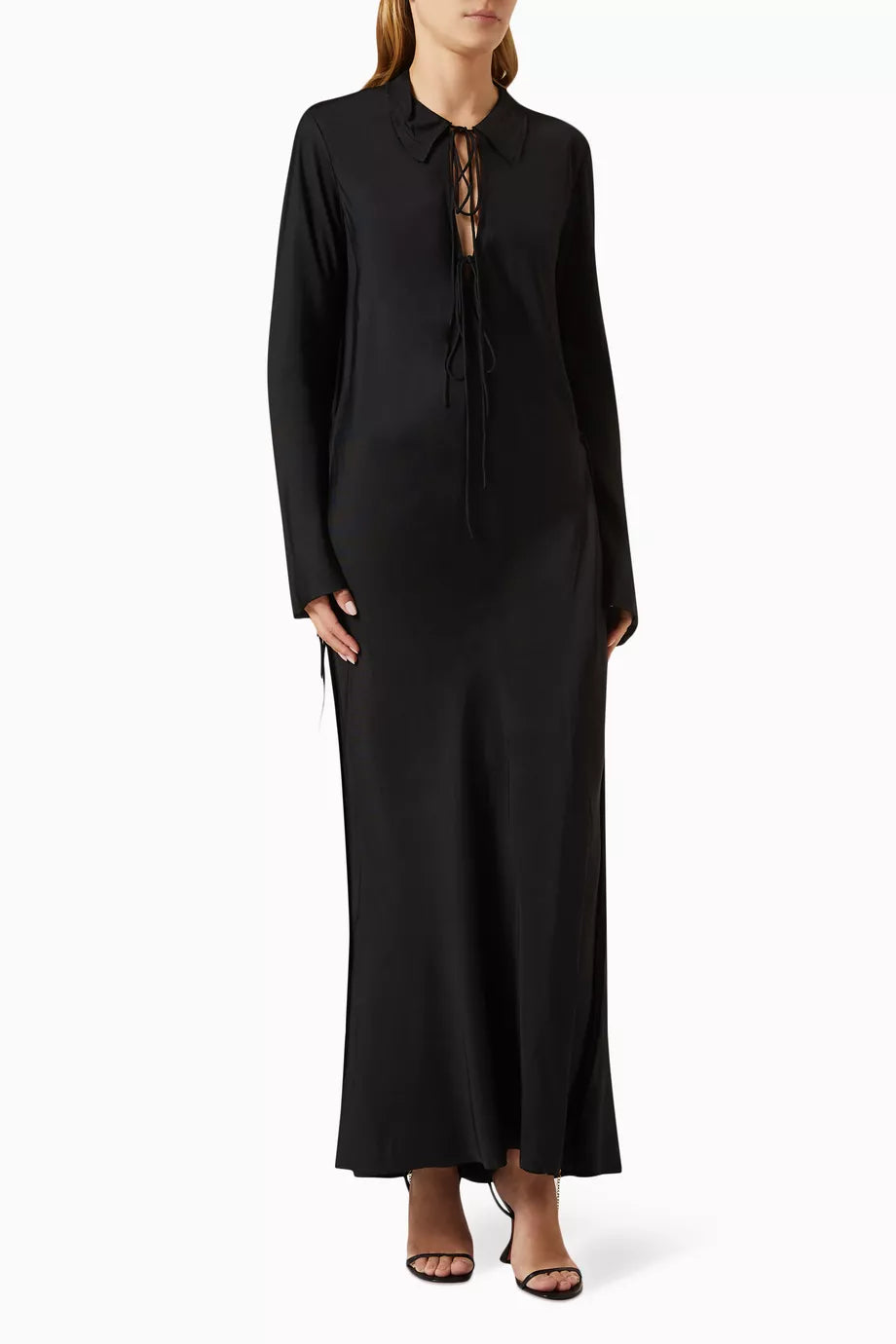 Emery Tie-up Maxi Dress in Satin