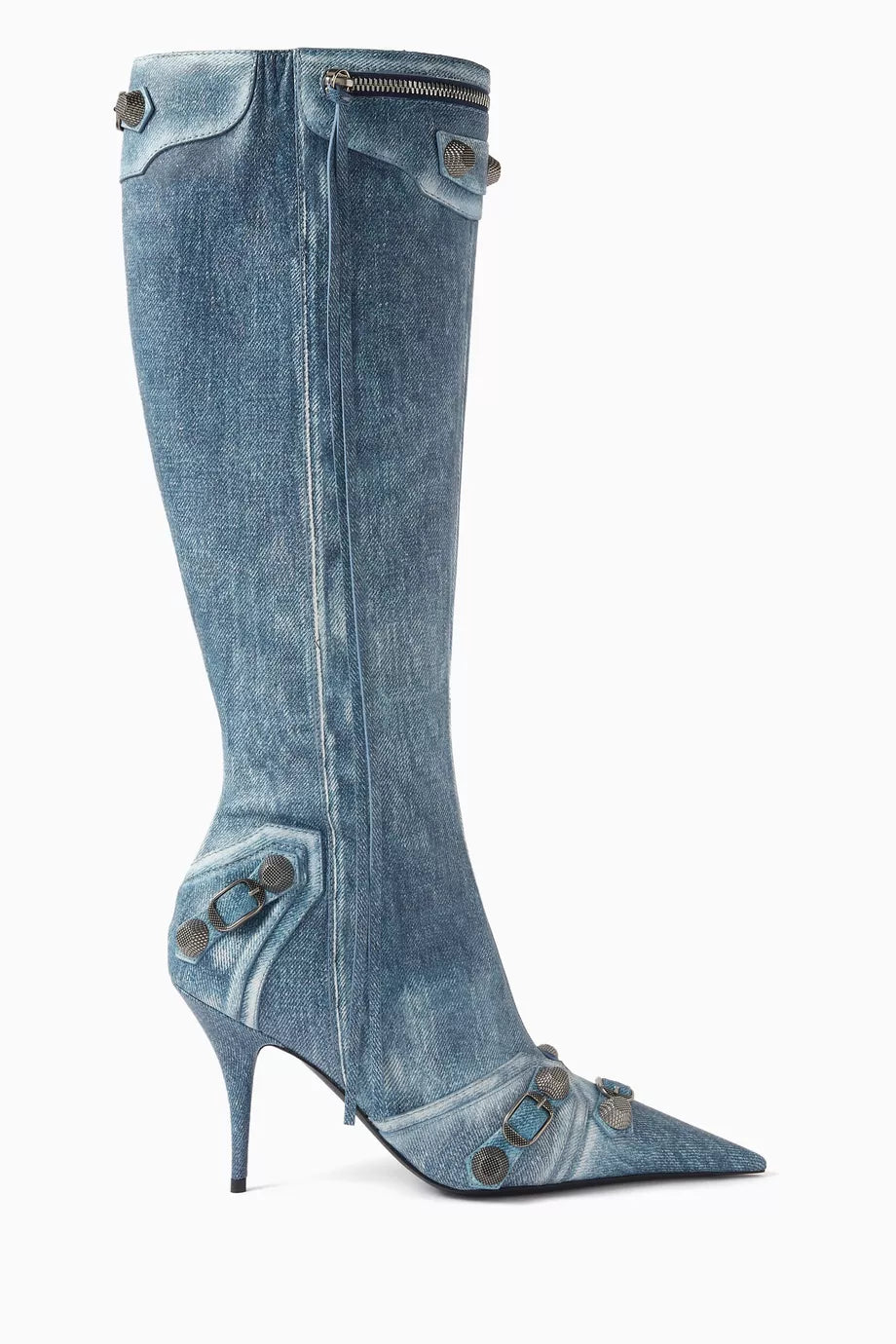 Cagole 90 Boots in Denim-print Nappa Lambskin