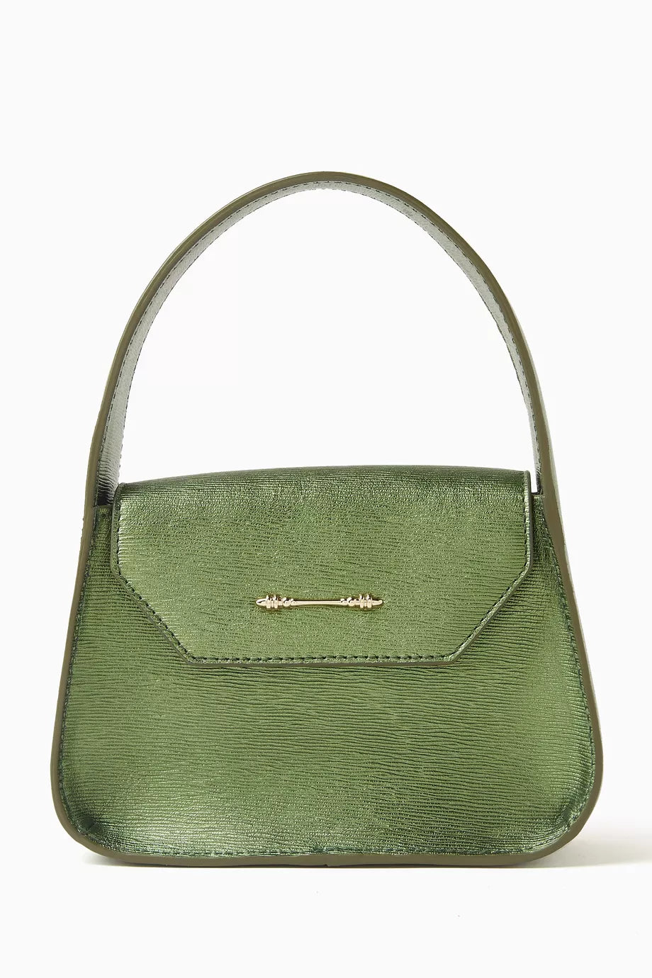 Mini Feryel Top-handle Bag in Metallic Wrinkled Leather
