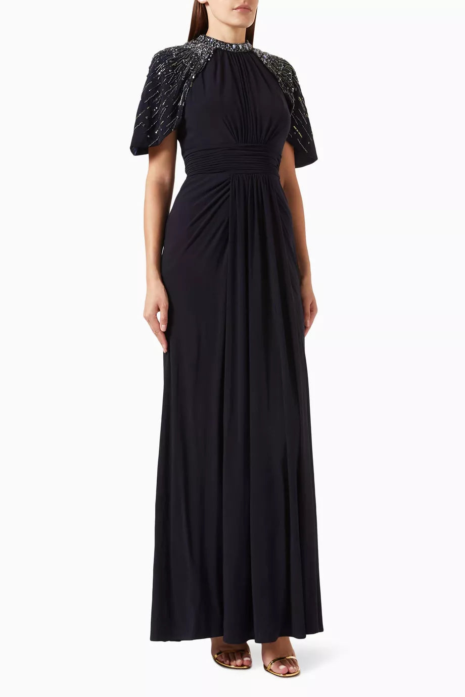 Embellished Cape Gown