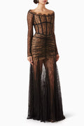Corset Lace Gown in Viscose-blend