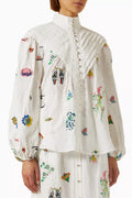Atticus Embroidered Shirt in Linen