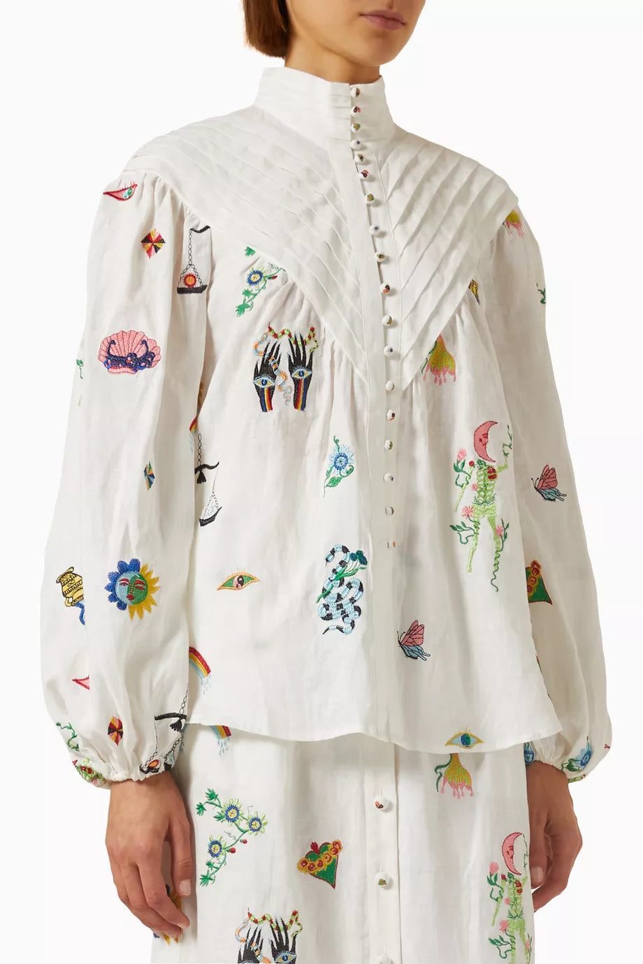 Atticus Embroidered Shirt in Linen