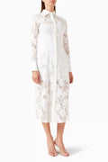 Floral Applique Shirt Dress in Lace
