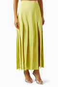 Kenzie Spliced Midi Skirt in Satin