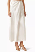 Draped Maxi Skirt in Satin