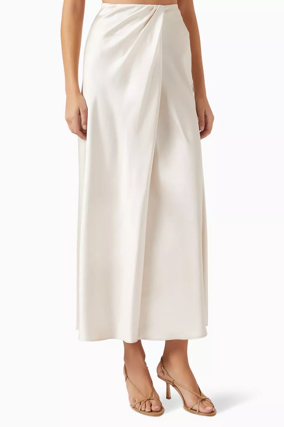 Draped Maxi Skirt in Satin