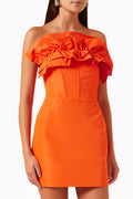 Bariore Ruffled Mini Dress in Taffeta