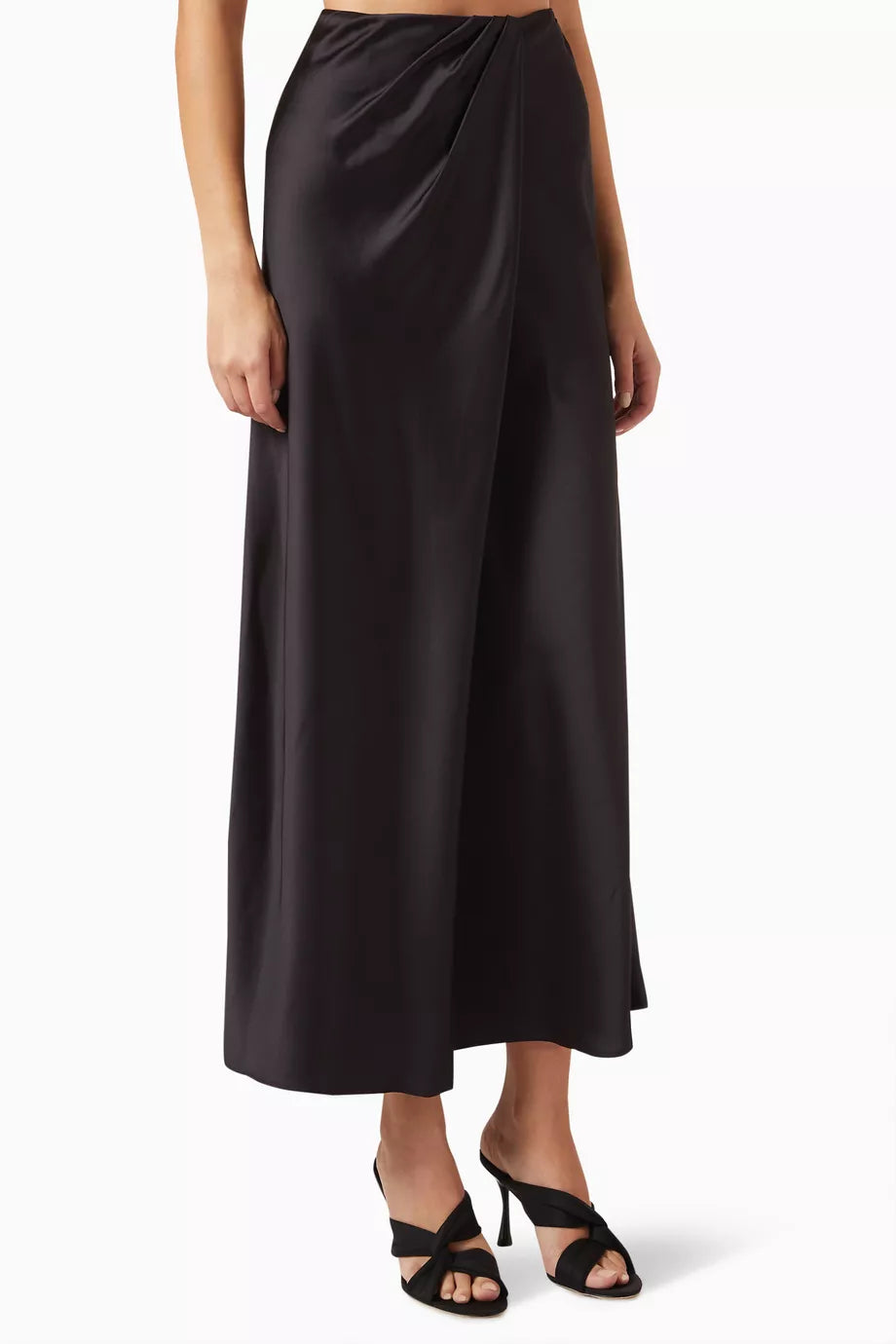 Draped Maxi Skirt in Satin